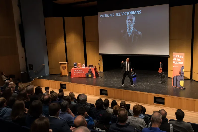Dave Coplin presenting 'Working Like Victorians' to a full conference audience